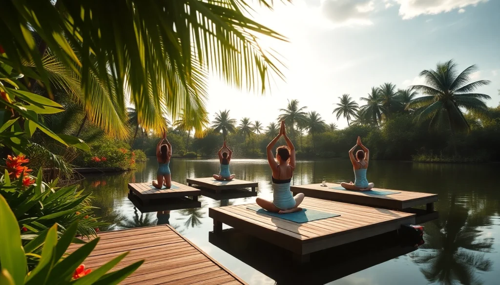 Engage in a rejuvenating wellness retreat in Florida with serene yoga sessions by the lakeside.