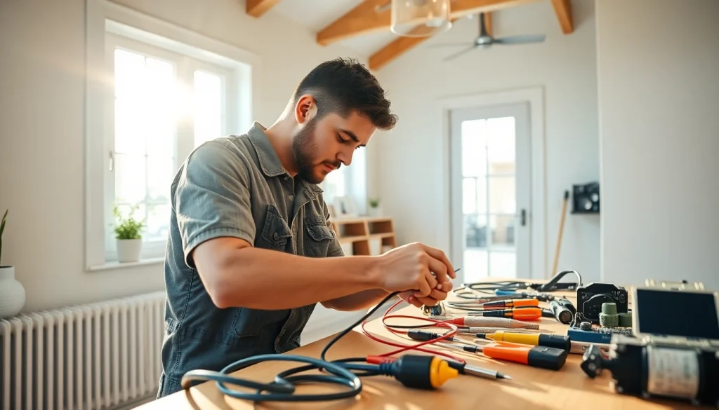 Hands-on training in electrician apprenticeship Hawaii showcasing an apprentice at work on circuits.