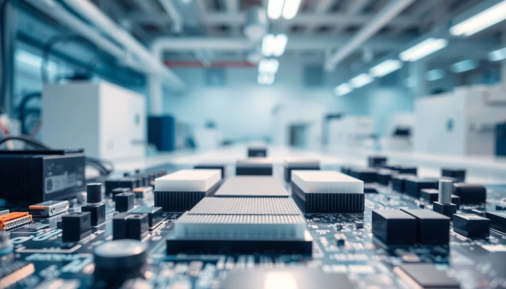 Showcase of thermal management materials on a circuit board emphasizing their innovative design and applications.
