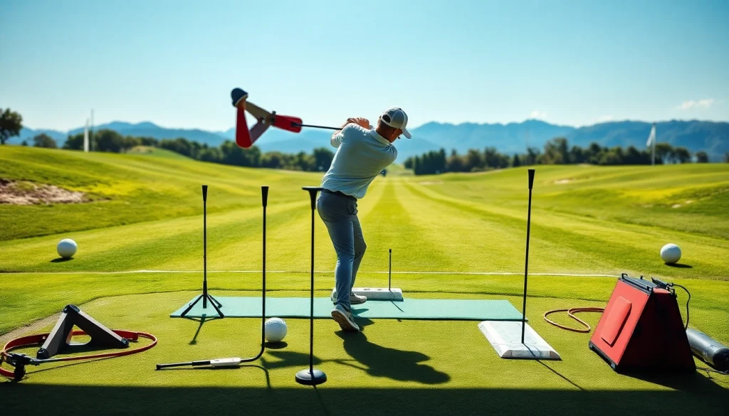 Improve your game with golf training aids at a vibrant driving range.