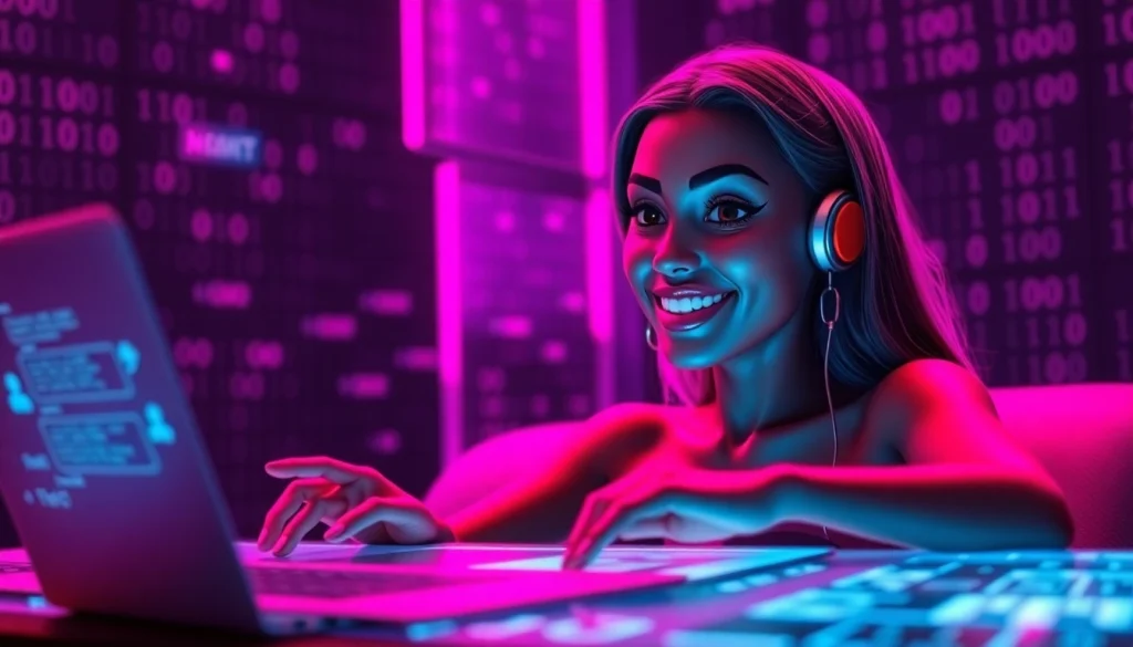 Engage with sexy ai chat featuring an alluring AI character in a modern digital interface.