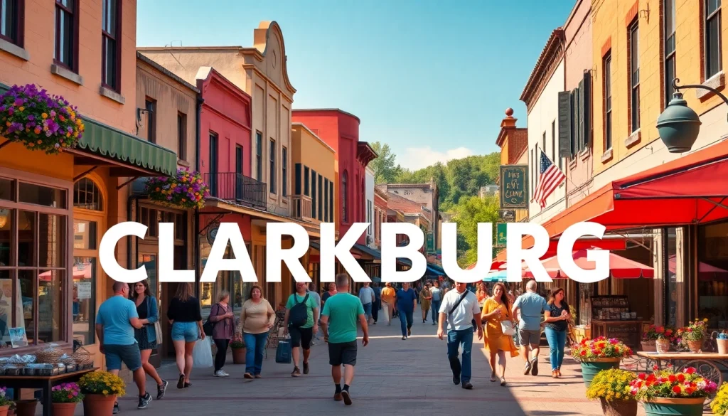 Explore lively Clarksburg streets with colorful shops and friendly faces.