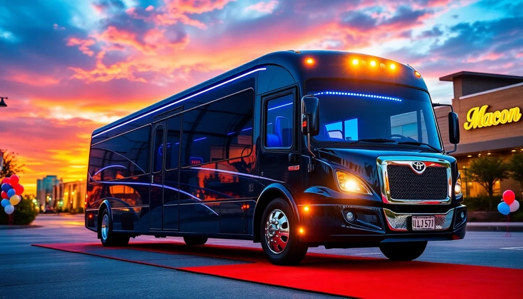 Rent a stylish macon party bus for unforgettable celebrations and events in comfort.