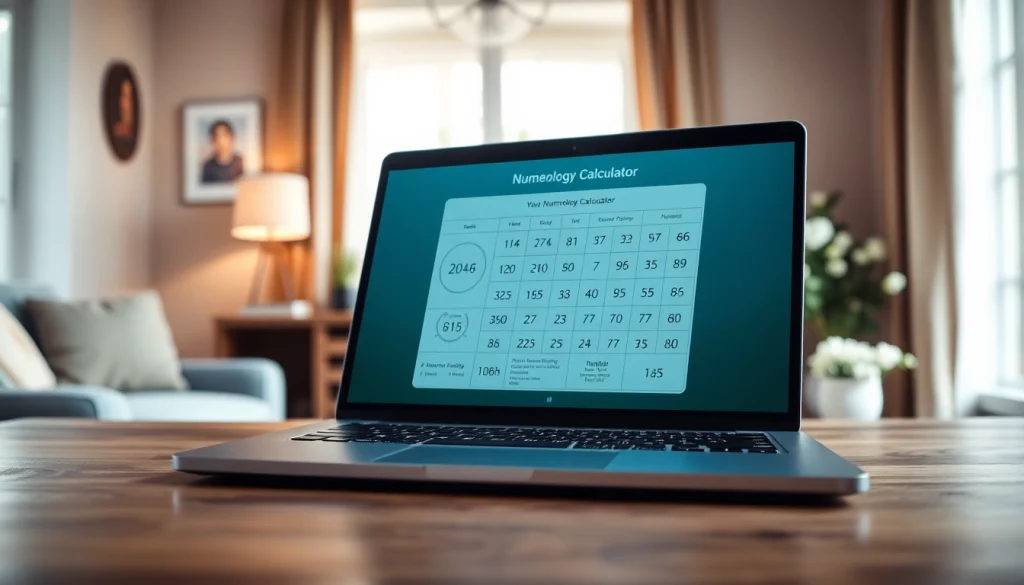 Calculate your fortunes with a user-friendly numerology calculator interface displayed on a sleek laptop.