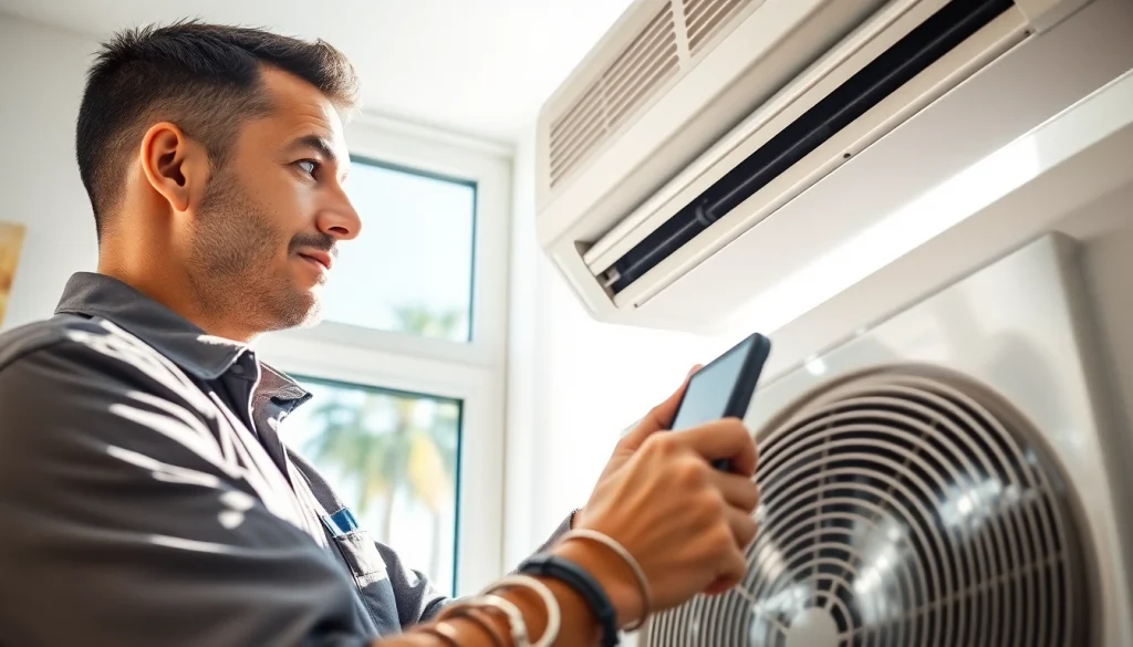 Technician providing Los Angeles HVAC services to a residential air conditioning unit, showcasing professionalism and expertise.