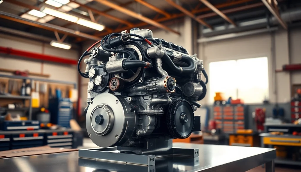 Cummins ISX engine for sale by showcasing its intricate details in a professional workshop setting.