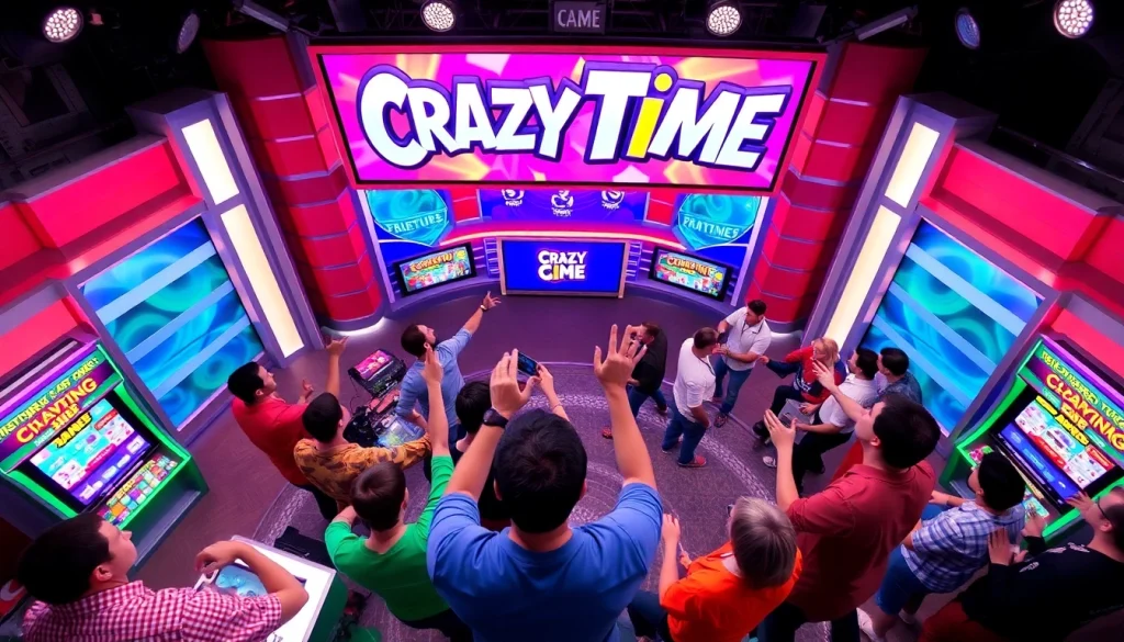 Watch Crazy Time as players immerse in a thrilling live game experience filled with excitement and vibrant colors.