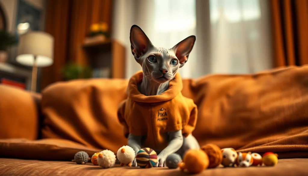 Dress your Sphynx in stylish PIKAPIKA Sphynx Clothes while relaxing at home.