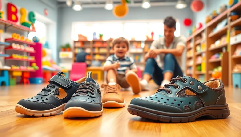 Orthopädische Kinderschuhe für Kinder in einem hellen und freundlichen Geschäft, das die Vorteile zeigt.