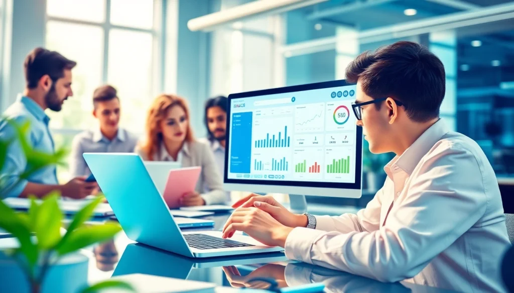 Dịch vụ seo phân tích danh sách từ khóa trên máy tính ở văn phòng hiện đại