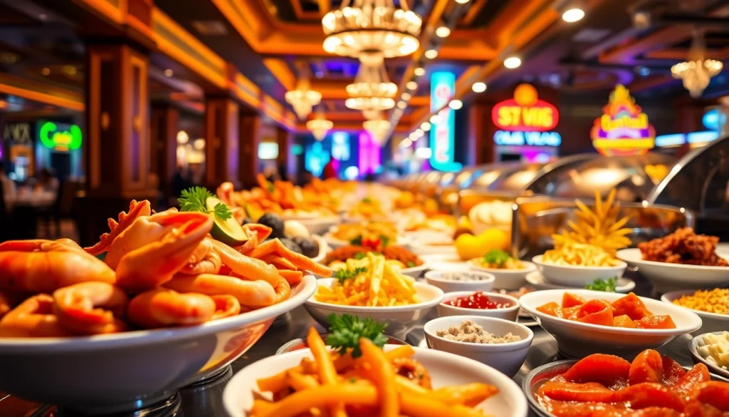 Savor buffets in Vegas with an exquisite display of diverse cuisine at a luxury casino buffet.