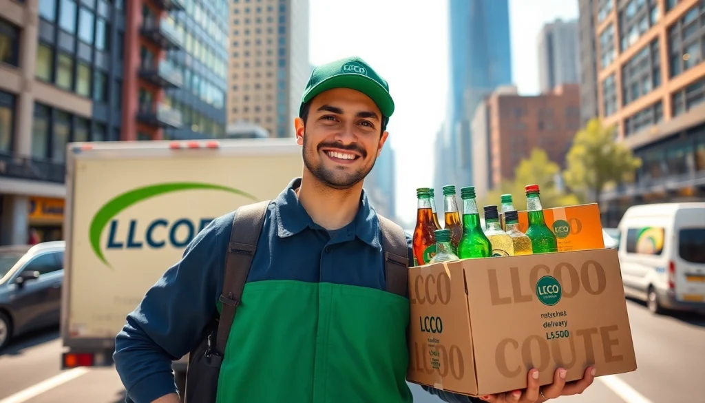 Experience lcbo delivery Toronto with a friendly driver and vibrant products in a bustling cityscape.