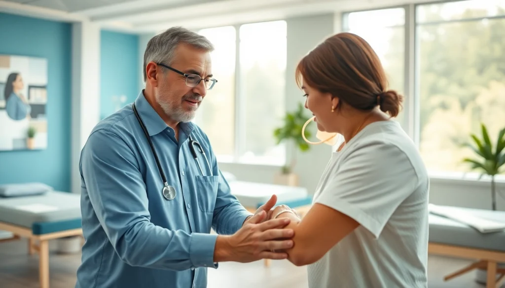Chiropractor near me assisting a patient in a serene clinic setting.