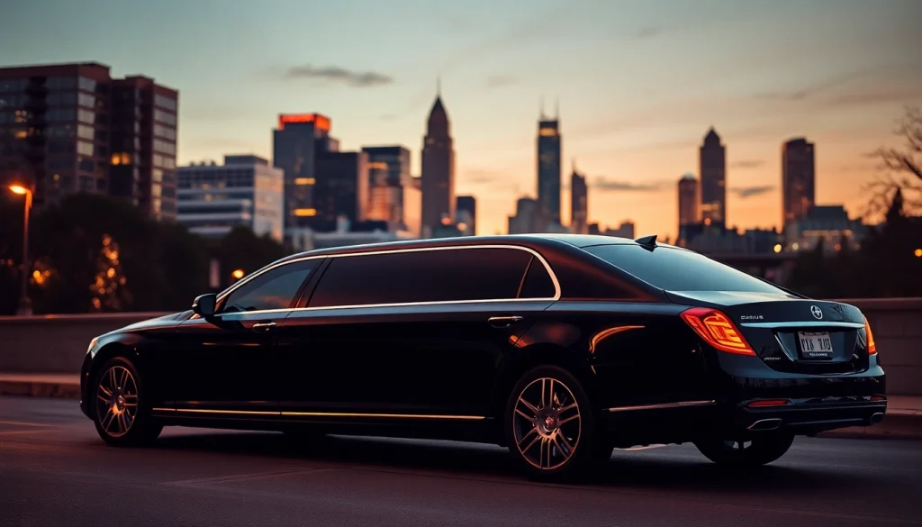 Experience exceptional car service Atlanta with a luxurious limousine in a stunning city setting.