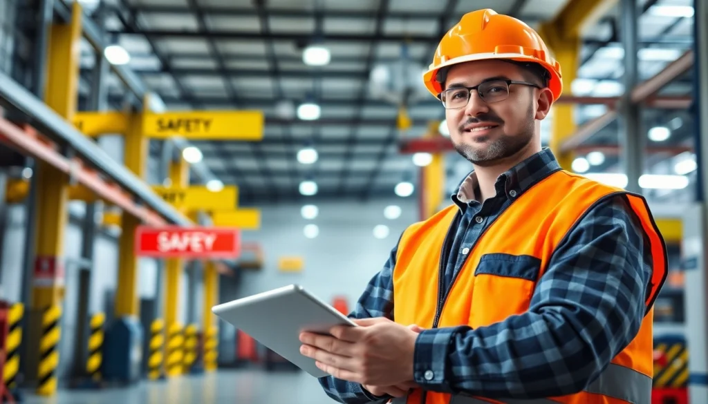Showcasing nvq level 6 diploma in occupational health and safety examples through a professional health and safety officer in a workplace.