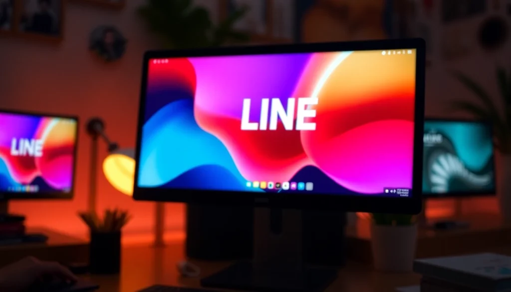 Download 電腦版line下載 on your computer screen in a home office setup.