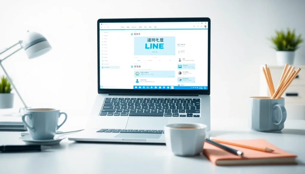 Download the 電腦版LINE下載 app on a laptop showcasing a modern interface