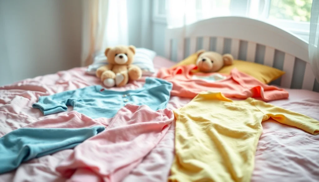 Showcasing vibrant kids pajamas elegantly displayed on a cozy bed for a playful touch.