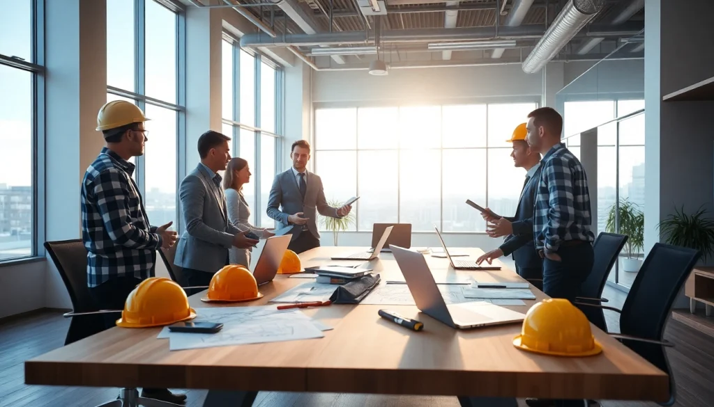 Engaging collaboration scene among the texas association of builders in a modern office environment.