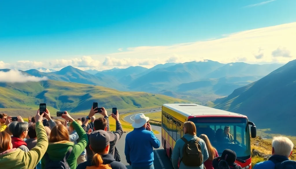 Enjoy Scottish tours in the breathtaking Highlands with picturesque landscapes and happy tourists.