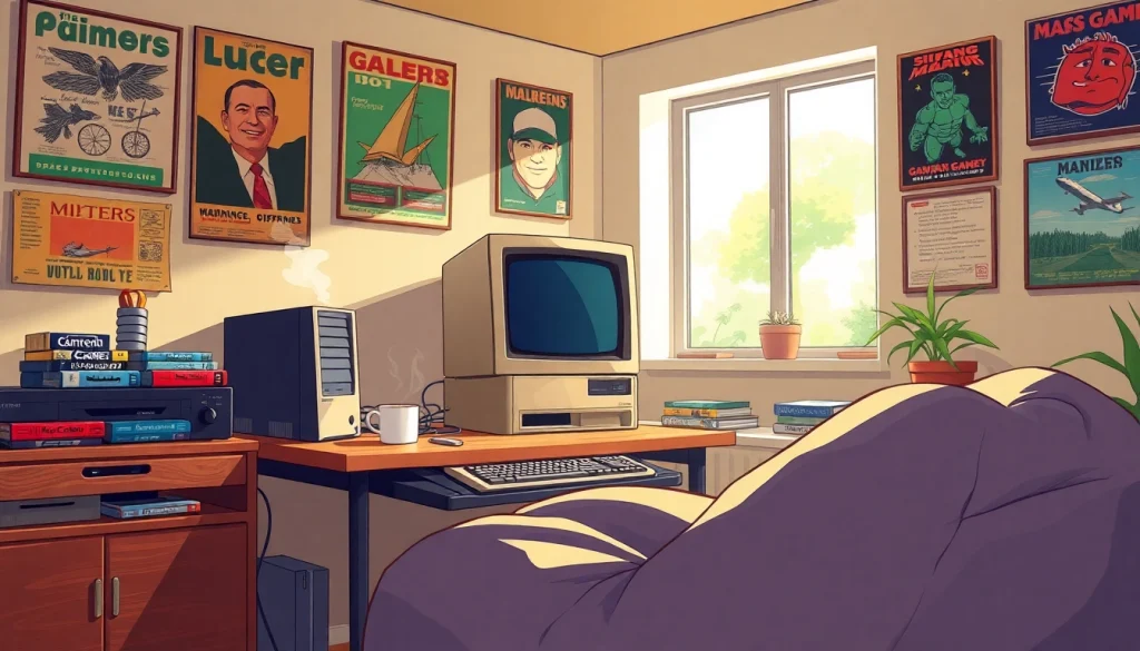 Engaging scene inviting you to play dos games on a retro computer setup.