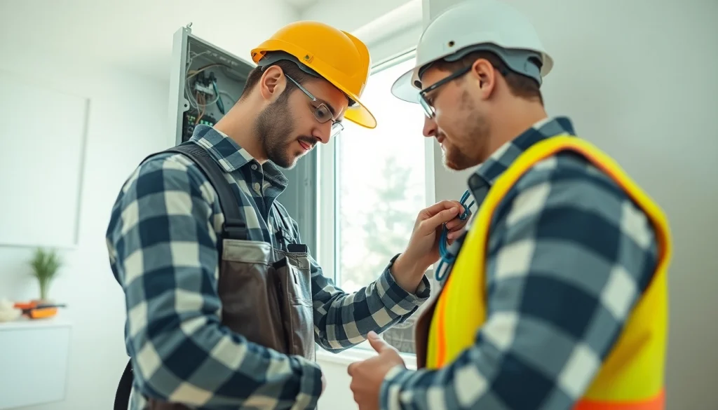 Skilled electrician conducting electrical repairs with focus and precision in a bright workspace.