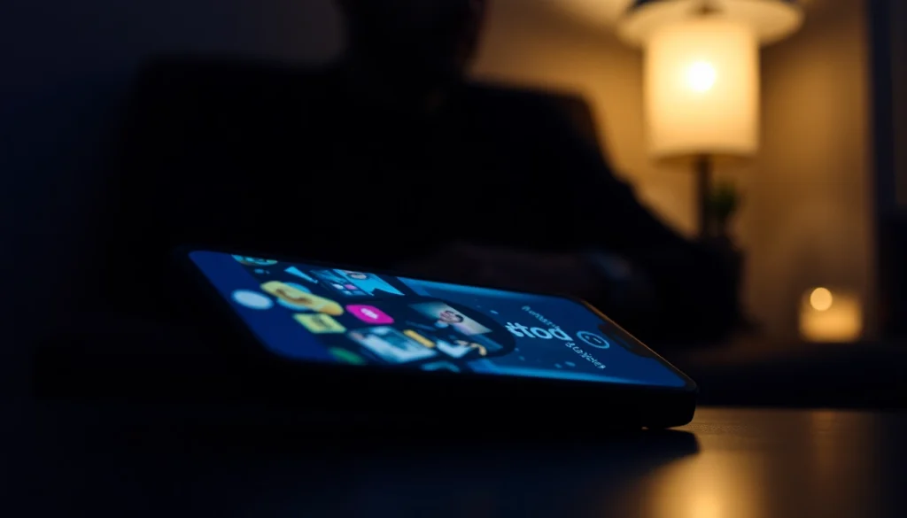 Learn how to view Instagram stories anonymously using a smartphone in a dimly lit setting.