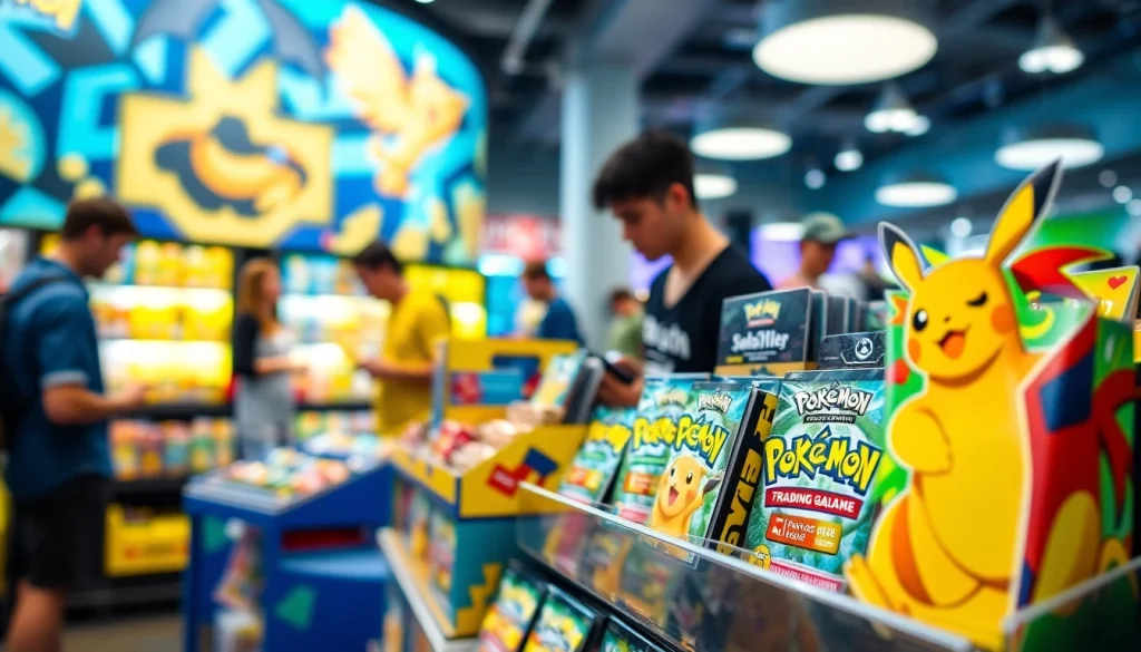Shop for authentic Pokemon tcg india cards and accessories in a vibrant retail setting.