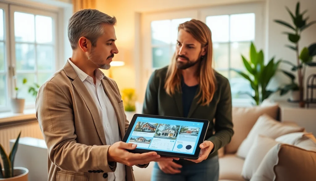 Sell my house fast okc with a real estate agent in a welcoming living room.