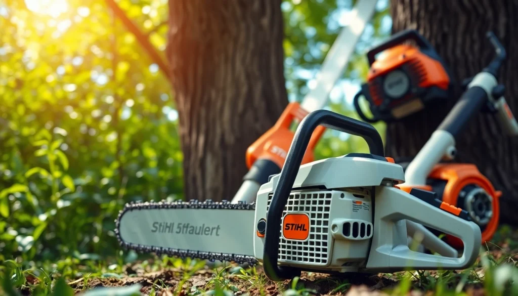 Stihl Werkzeuge im Freien mit einem Fokus auf die Qualität und die Details der Produkte