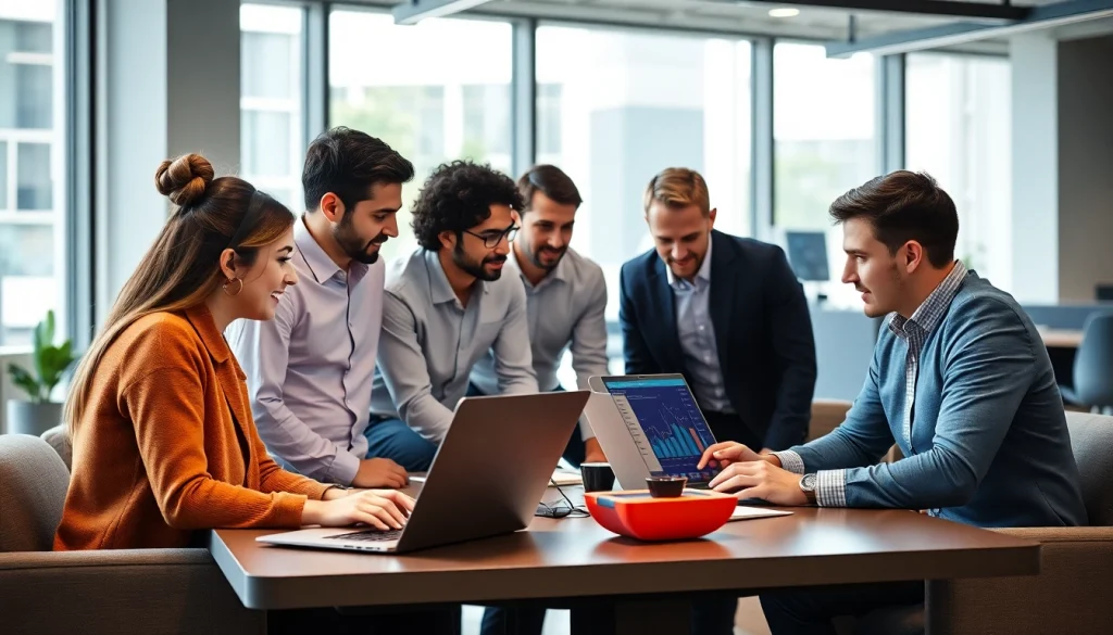 Meta Ads uitbesteden met een professioneel team in een moderne kantooromgeving.