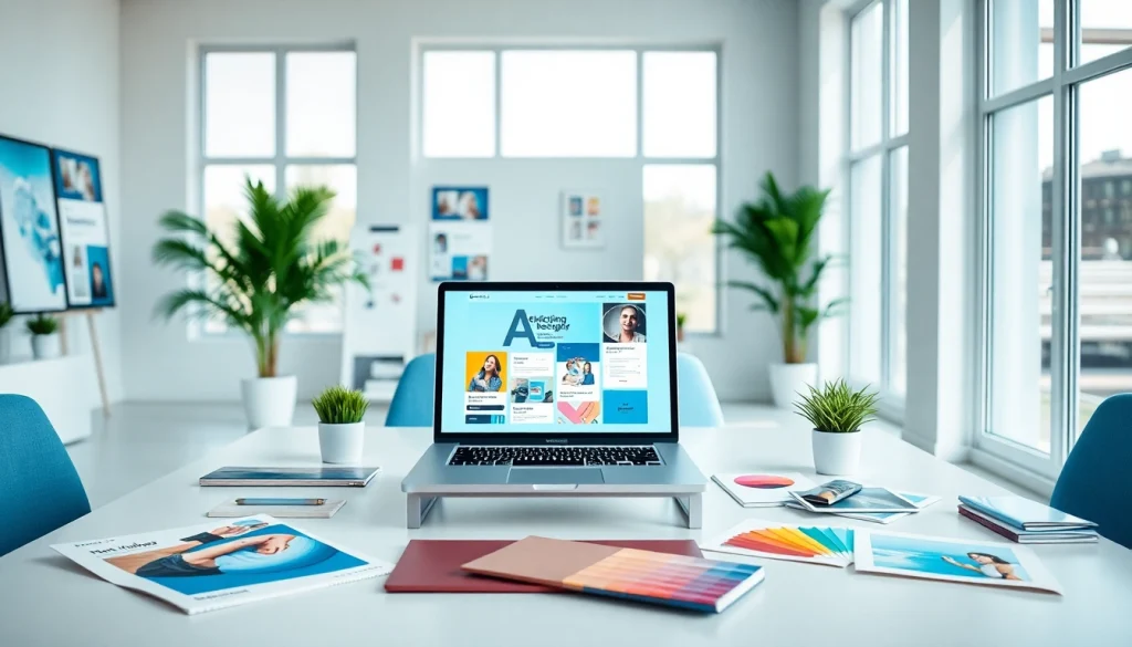 Showcasing innovative website design workspace with modern tools and vibrant colors, fostering creativity.