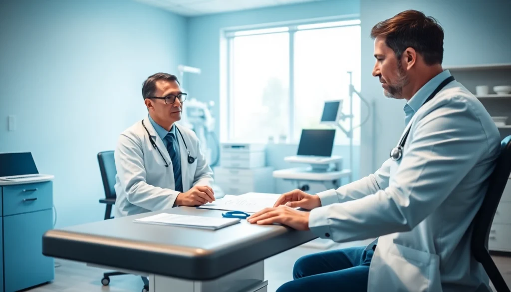 Discussing Testosterone Replacement Therapy options in a professional medical setting.