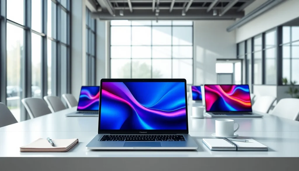 Laptops World Kenya showcases a sleek modern laptop in a bright office setting.