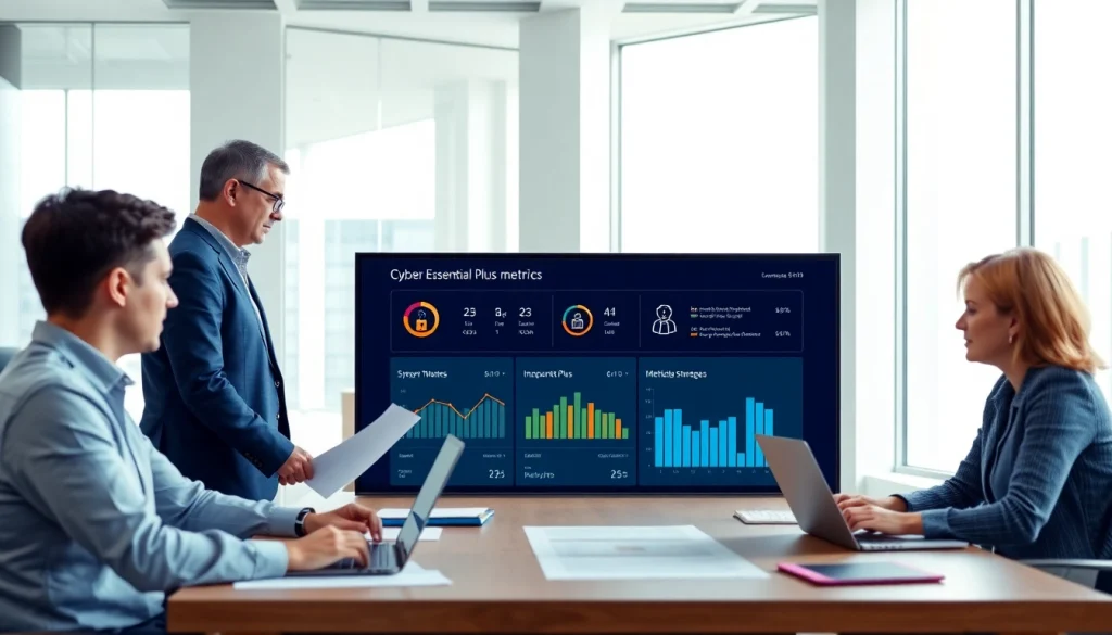 Evaluate Cyber Essentials Plus in a professional meeting with IT experts discussing cybersecurity.