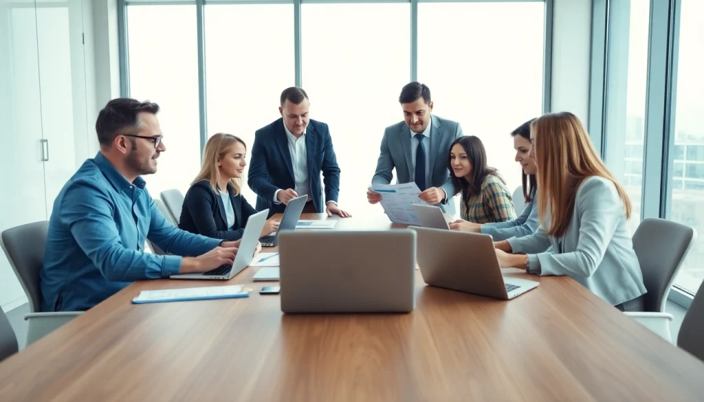 Collaboration scene with Quickplus Business Consultants strategizing in a modern office.