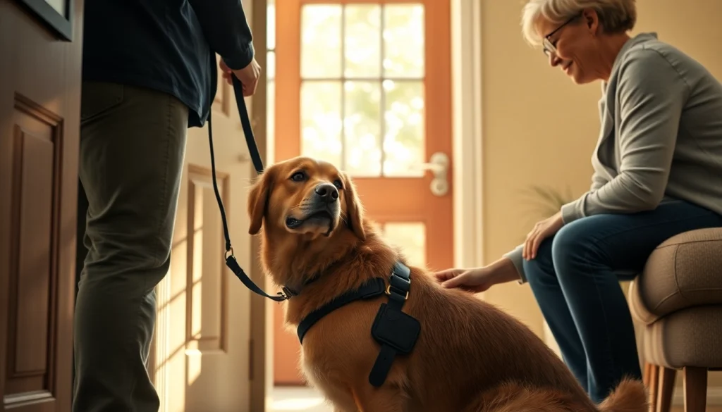 Service dogs assisting individuals with disabilities, showcasing their training and support.