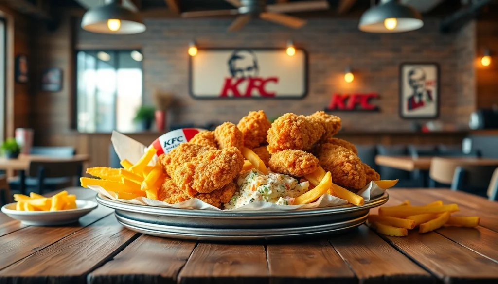 Check today's KFC menu with prices featuring a delicious platter of golden fried chicken.