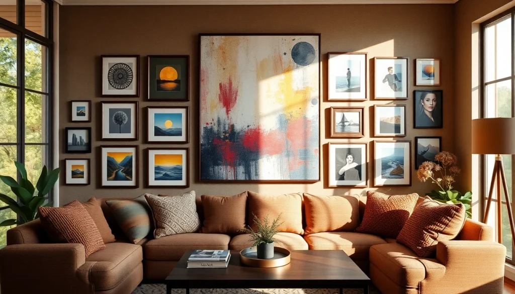 Explore vibrant wall art ideas beautifully displayed in a cozy living room setting.
