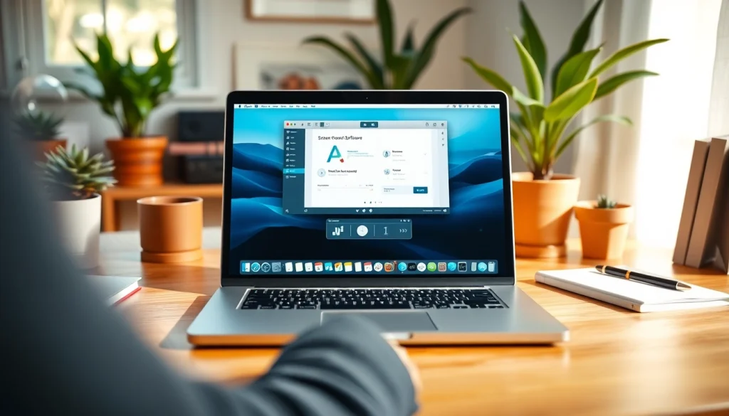 Learn how to screen record on mac with a vibrant home office setup showcasing screen recording software.