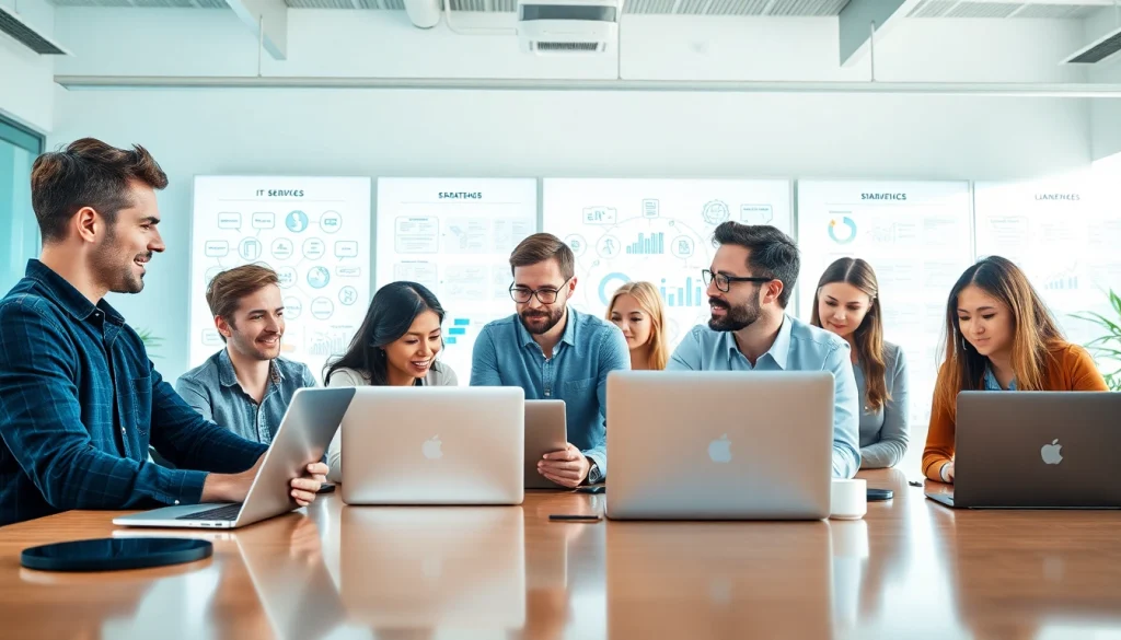 Offering IT Services Markham through focused teamwork in a modern office.