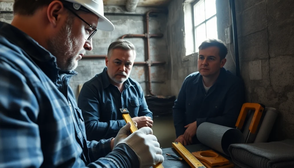 Waterproofing contractors near me Geneva evaluating a wet basement for effective solutions.