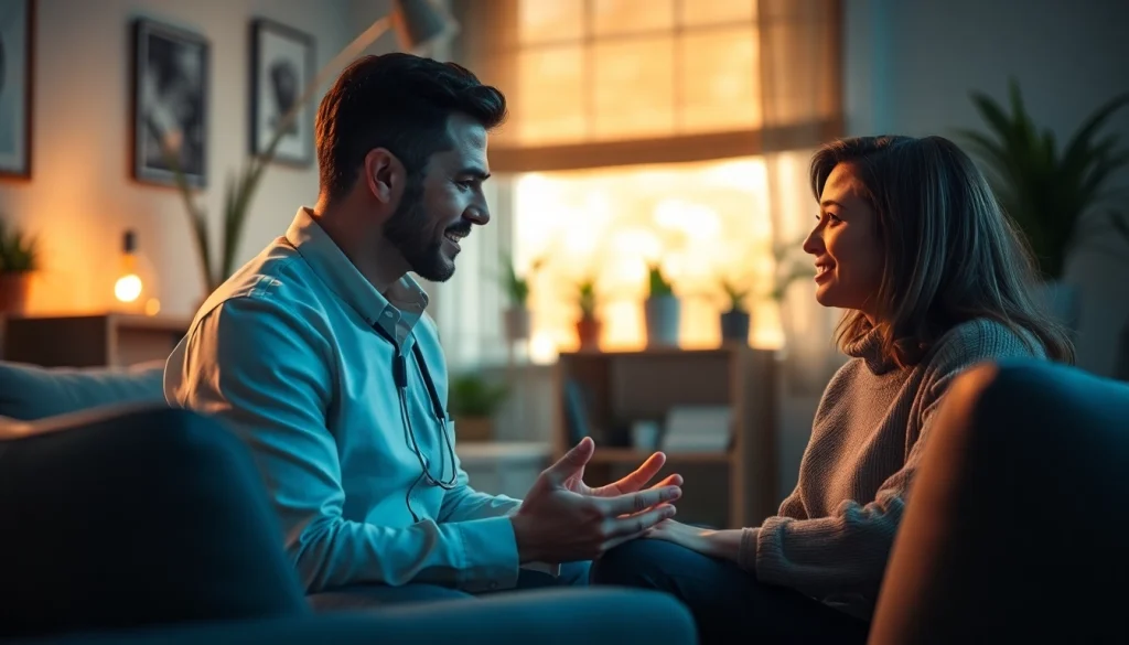 Addressing anxiety through a supportive therapy session with a professional and client.