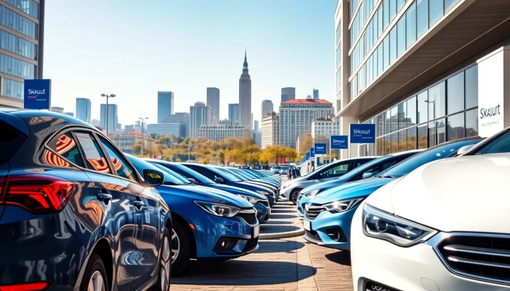 Skup aut Warszawa - dynamic scene in a Warsaw car dealership showcasing available vehicles.