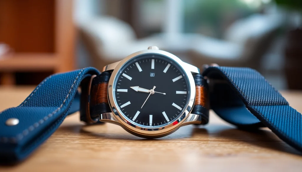 Showcasing a versatile 22mm watch strap made from leather and nylon with elegant textures.