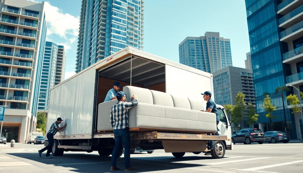 Movers at work from moving companies in Toronto Ontario loading a truck with furniture.