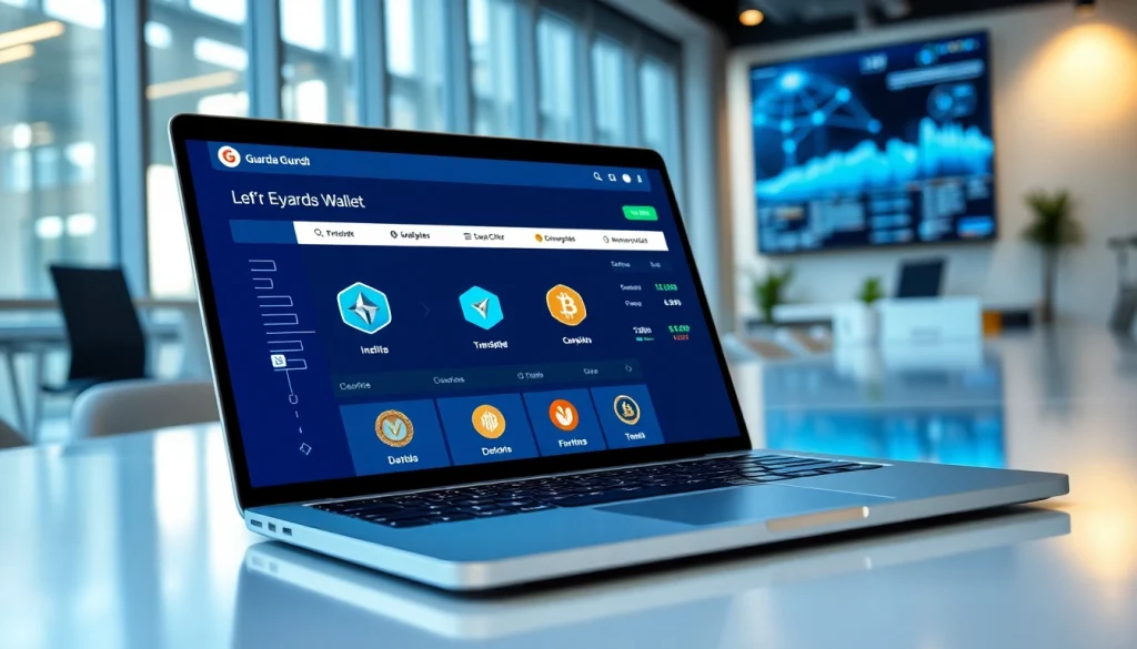 Manage your digital assets seamlessly with the guarda wallet interface shown on a modern laptop.