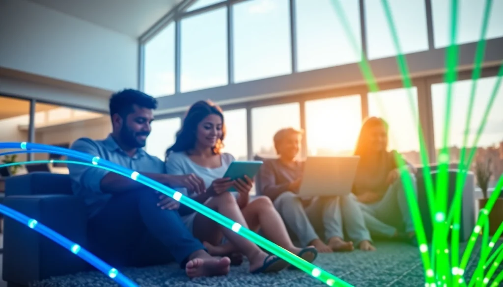 Experience sonic internet near me with family enjoying high-speed connectivity in a bright living room.