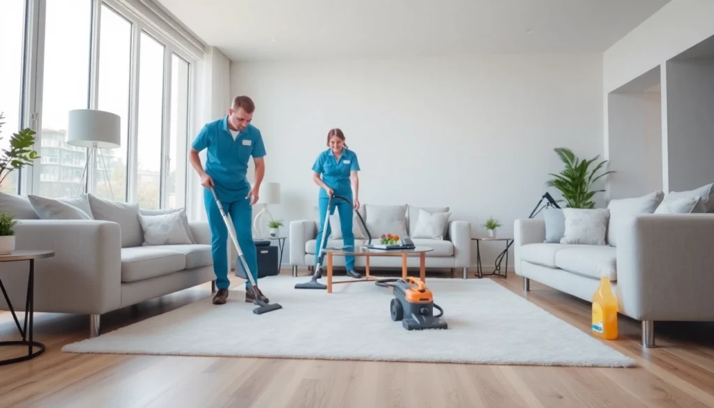 Ensuring a thorough bond cleaning Logan by professional cleaners in a bright, modern living room.