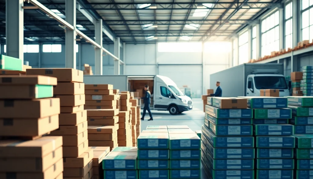 Streamlined vape shipping logistics showcasing organized vape products and delivery vehicles.